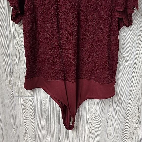 Torrid Cordovan Wine Lace Short Sleeve Bodsuit Womens Plus Size 4x NWT - Picture 3 of 11